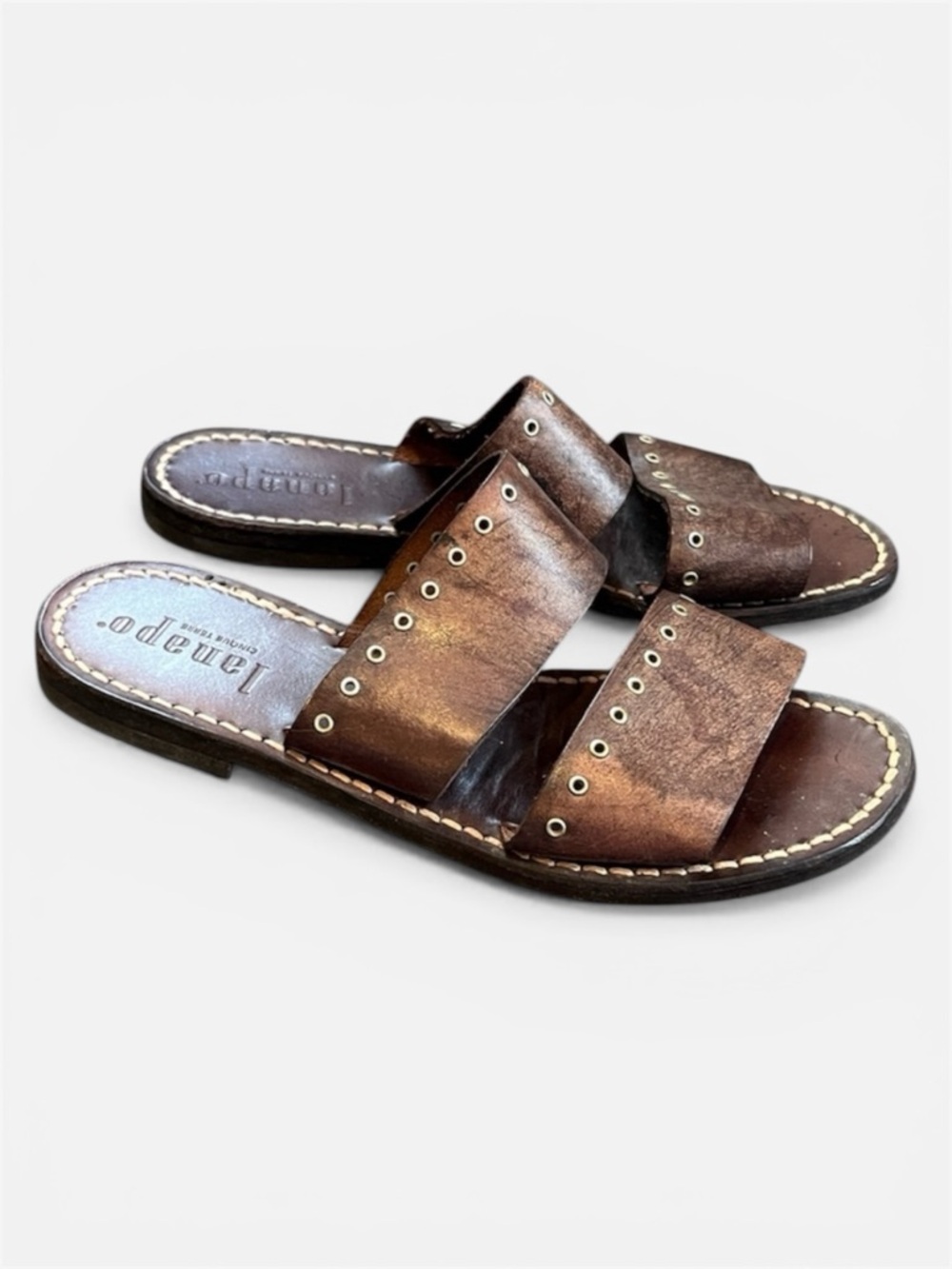 🧋Adorable leather sandals flats from Italy brown size 6